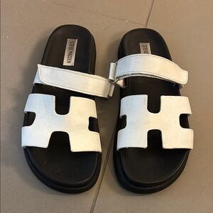 Steve Madden White Slide Sandals-Size 8